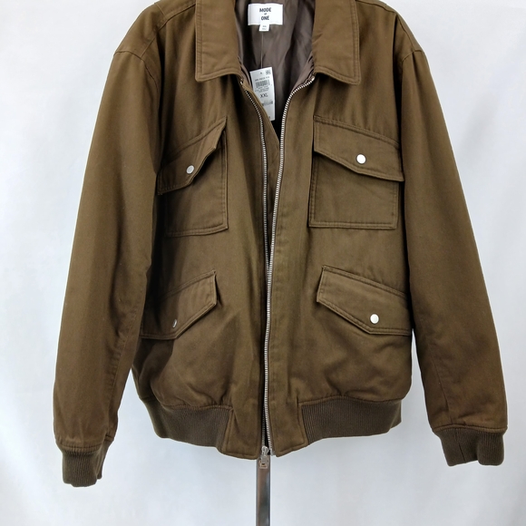 Mode of One Mens Multi Pocket Bomber Jacket in Dark Walnut XXL - Picture 4 of 11